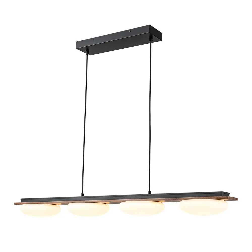 (OpenBox) Dimmable LED Walnut Wood Grain Linear Island Chandelier - Image 8
