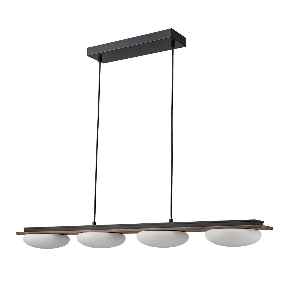 (OpenBox) Dimmable LED Walnut Wood Grain Linear Island Chandelier - Image 9