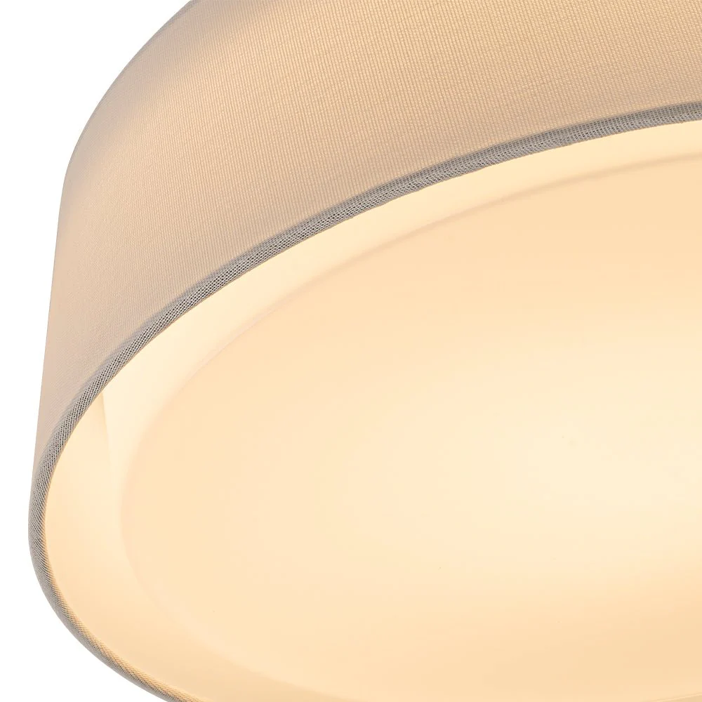 Dimmable LED White Fabric Milky Glass Drum Ceiling Light - Image 10