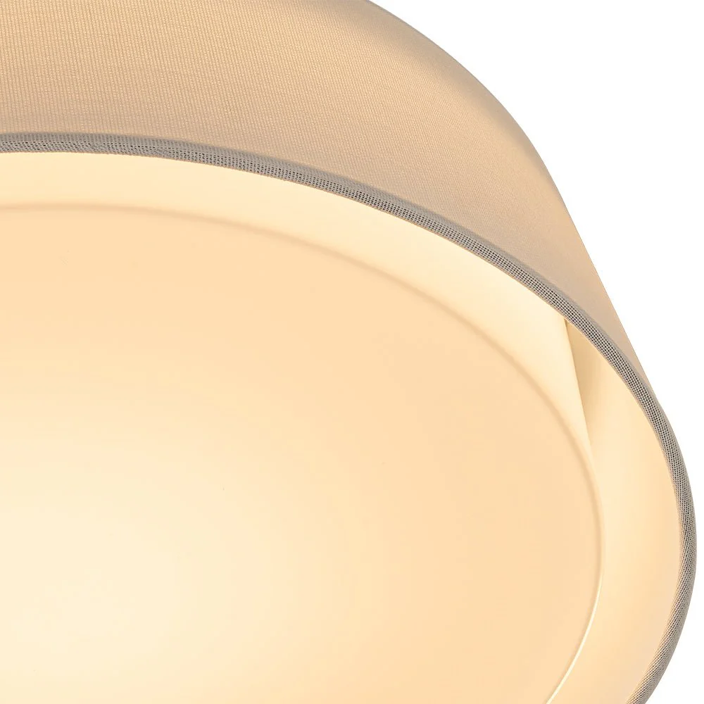 Dimmable LED White Fabric Milky Glass Drum Ceiling Light - Image 12