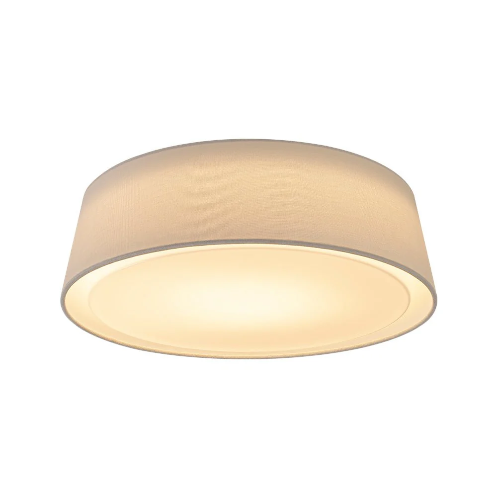 Dimmable LED White Fabric Milky Glass Drum Ceiling Light - Image 4