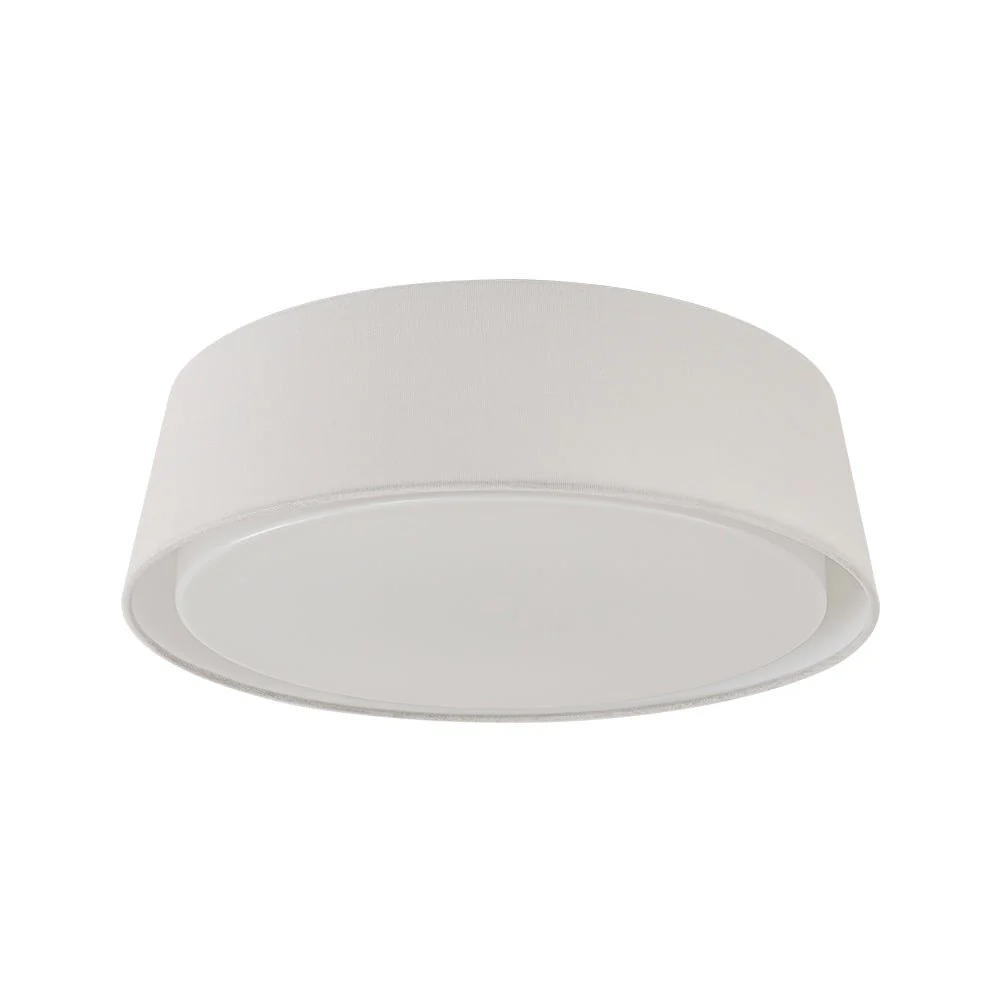 Dimmable LED White Fabric Milky Glass Drum Ceiling Light - Image 5