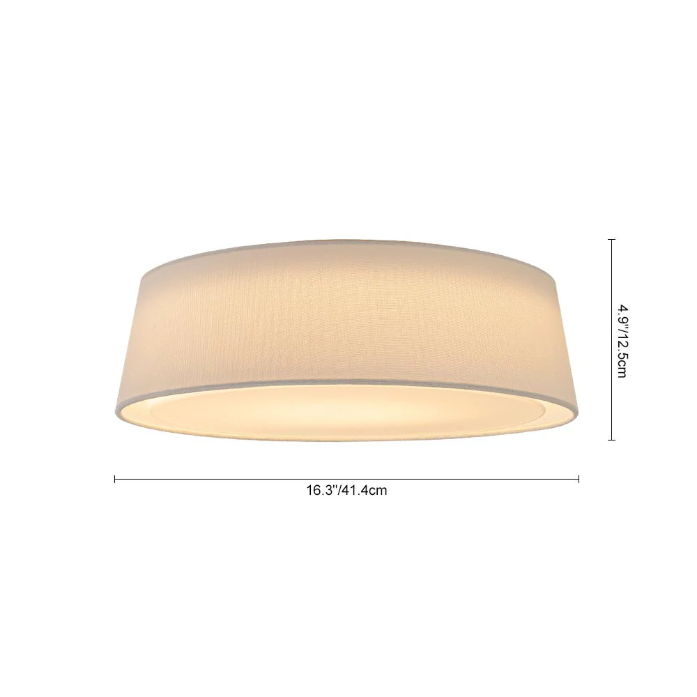 Dimmable LED White Fabric Milky Glass Drum Ceiling Light - Image 6