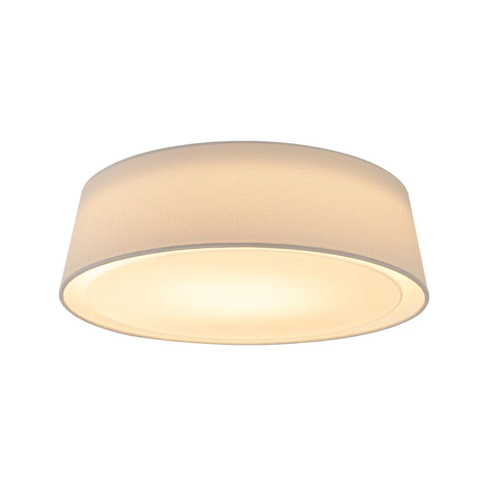 Dimmable LED White Fabric Milky Glass Drum Ceiling Light - Image 7