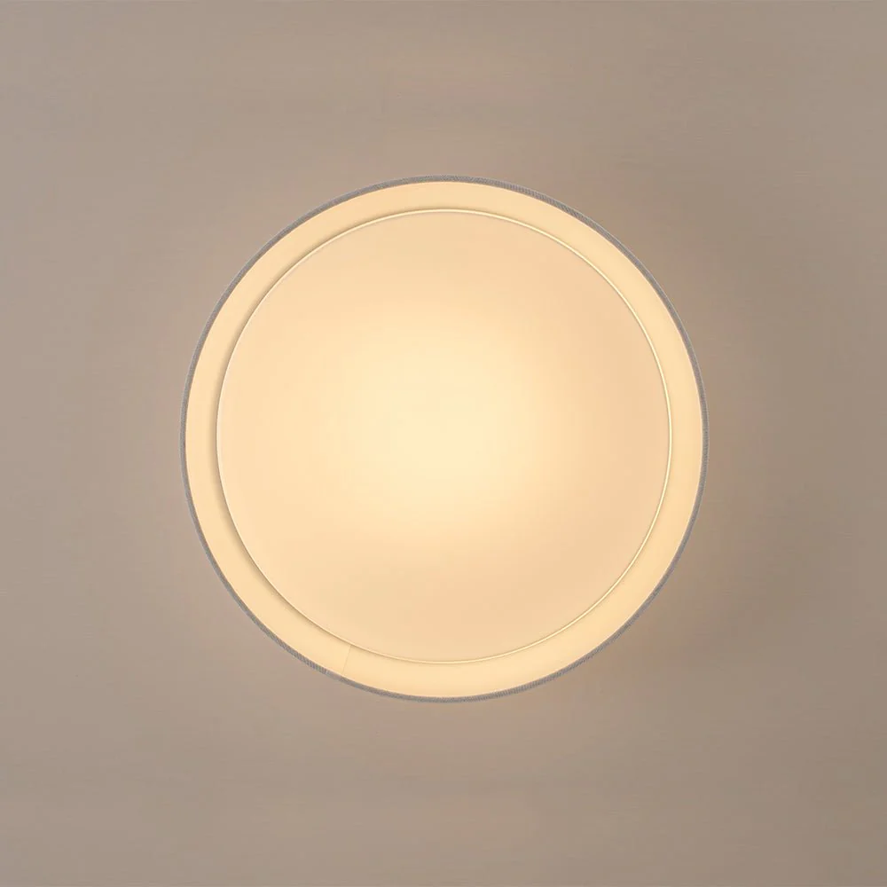 Dimmable LED White Fabric Milky Glass Drum Ceiling Light - Image 9