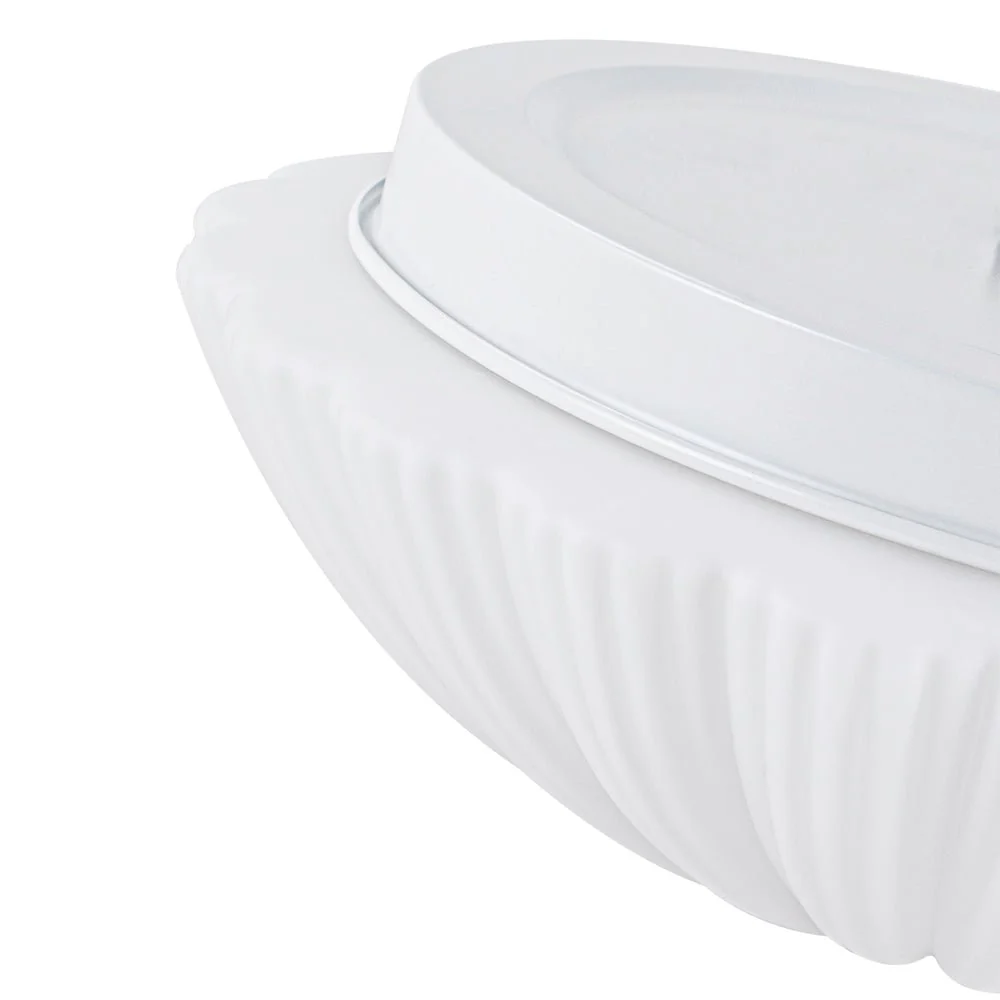 Dimmable LED White Ribbed Glass Scalloped Ceiling Light - Image 11