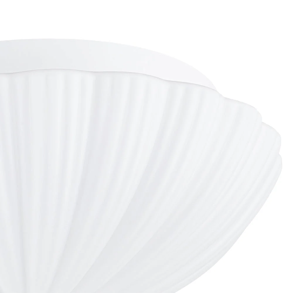 Dimmable LED White Ribbed Glass Scalloped Ceiling Light - Image 9
