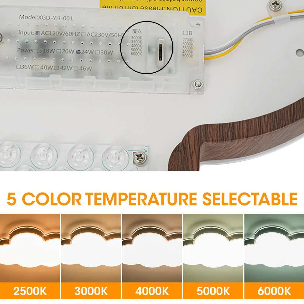 Dimmable LED Wood Accented Cloud Kids Ceiling Light - Image 11