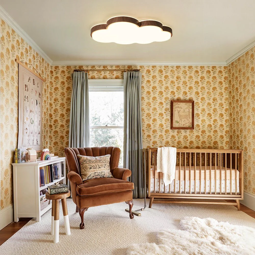 Dimmable LED Wood Accented Cloud Kids Ceiling Light - Image 2