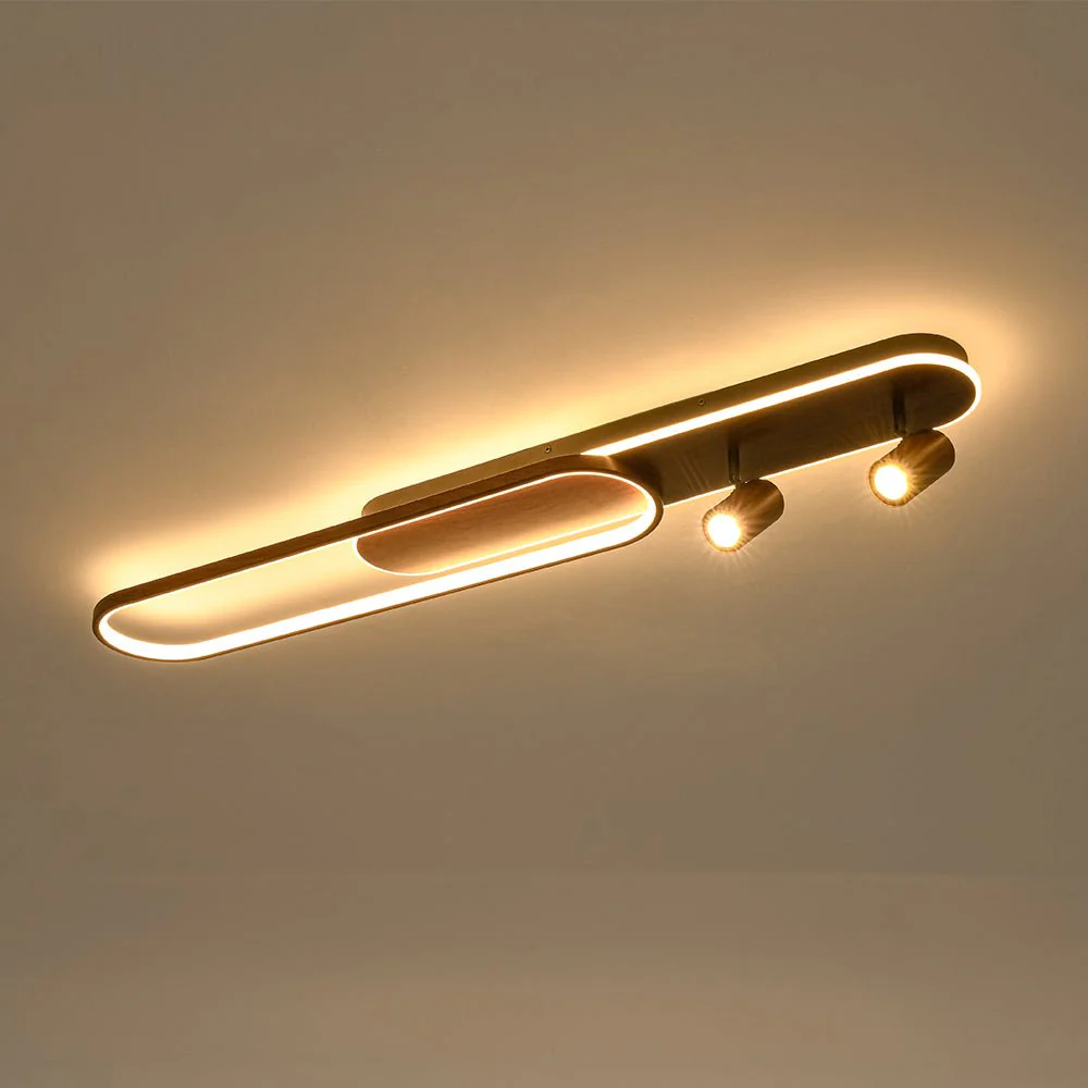 Dimmable LED Wood Linear Oval Semi Flush Adjustable Spotlight - Image 15