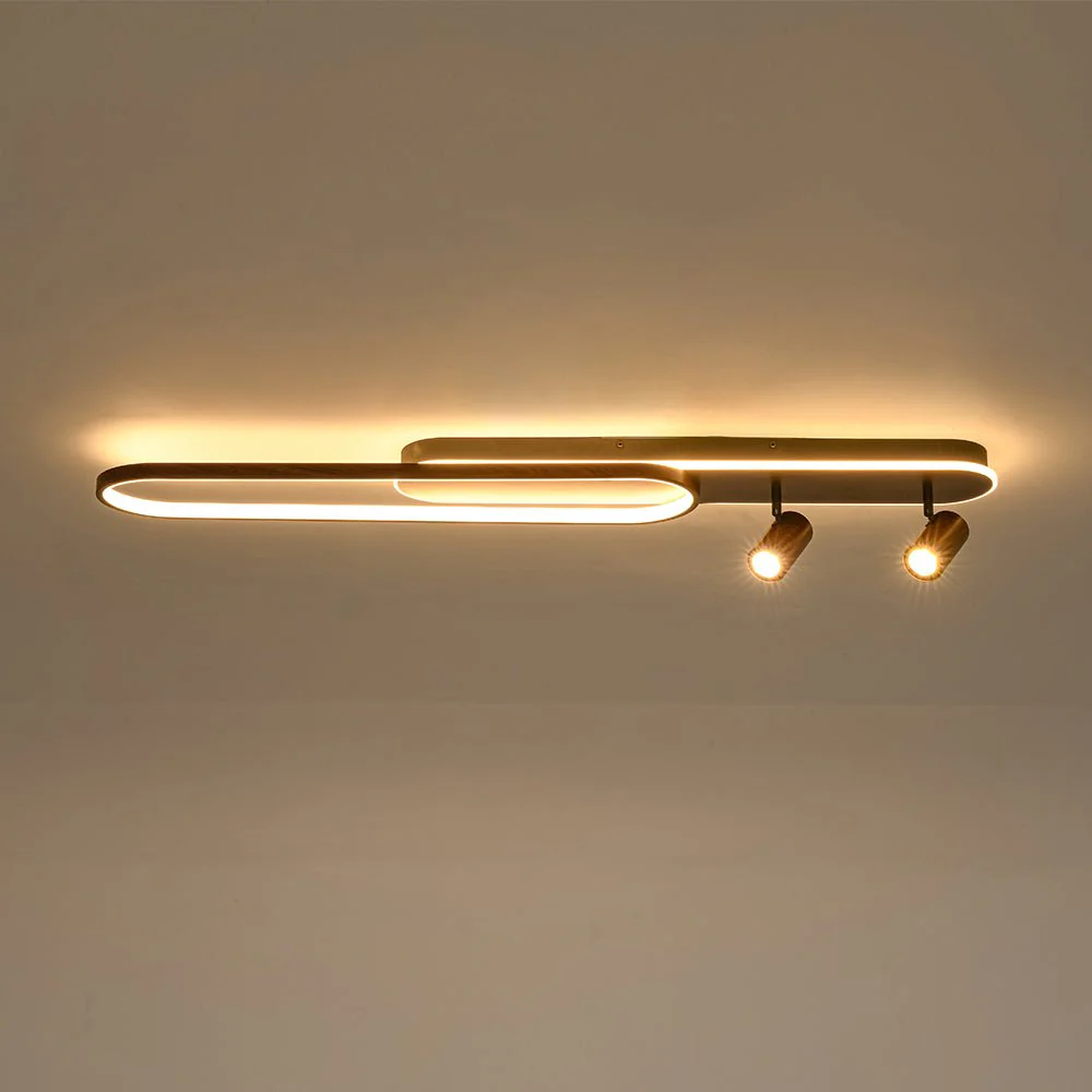 Dimmable LED Wood Linear Oval Semi Flush Adjustable Spotlight - Image 16