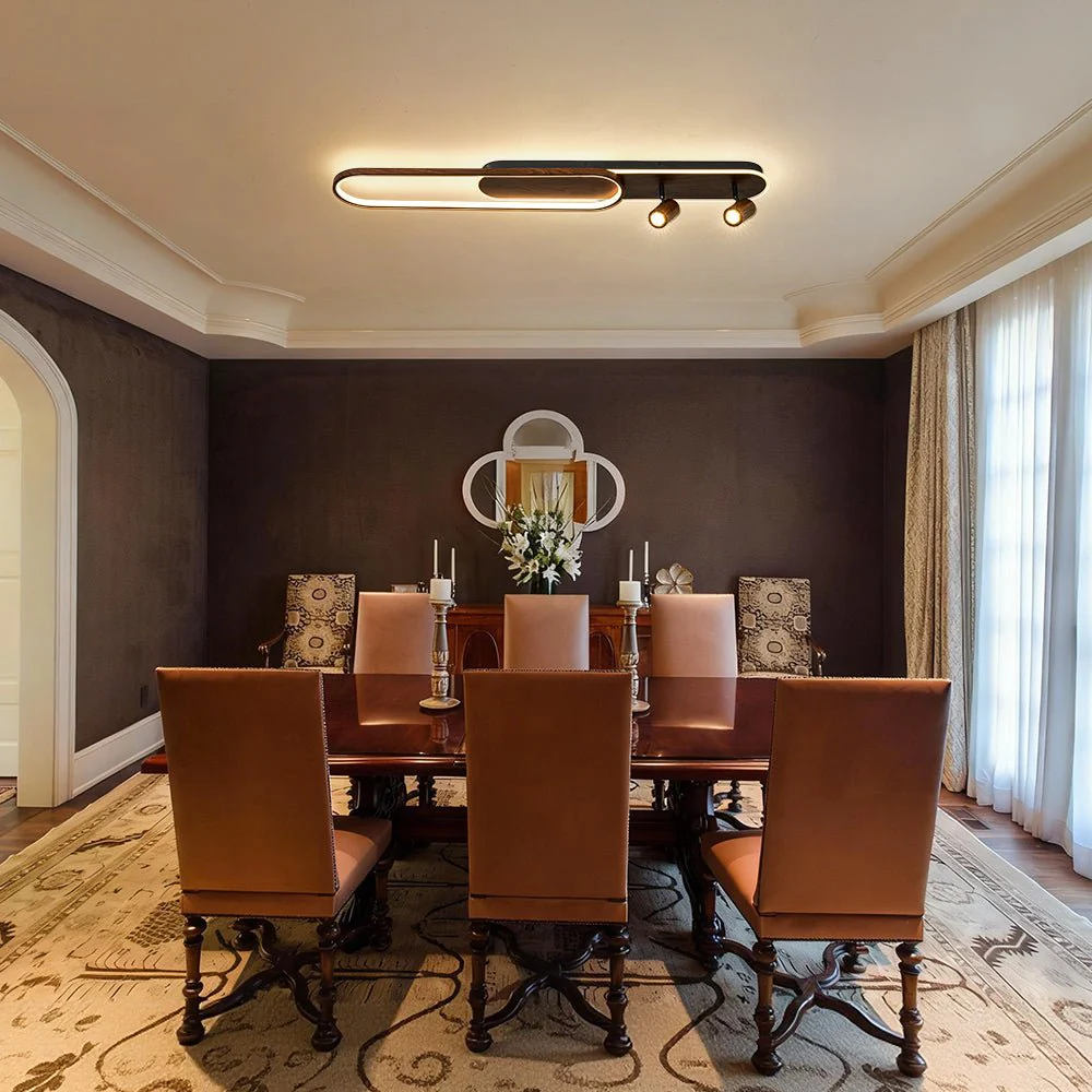 Dimmable LED Wood Linear Oval Semi Flush Adjustable Spotlight - Image 2
