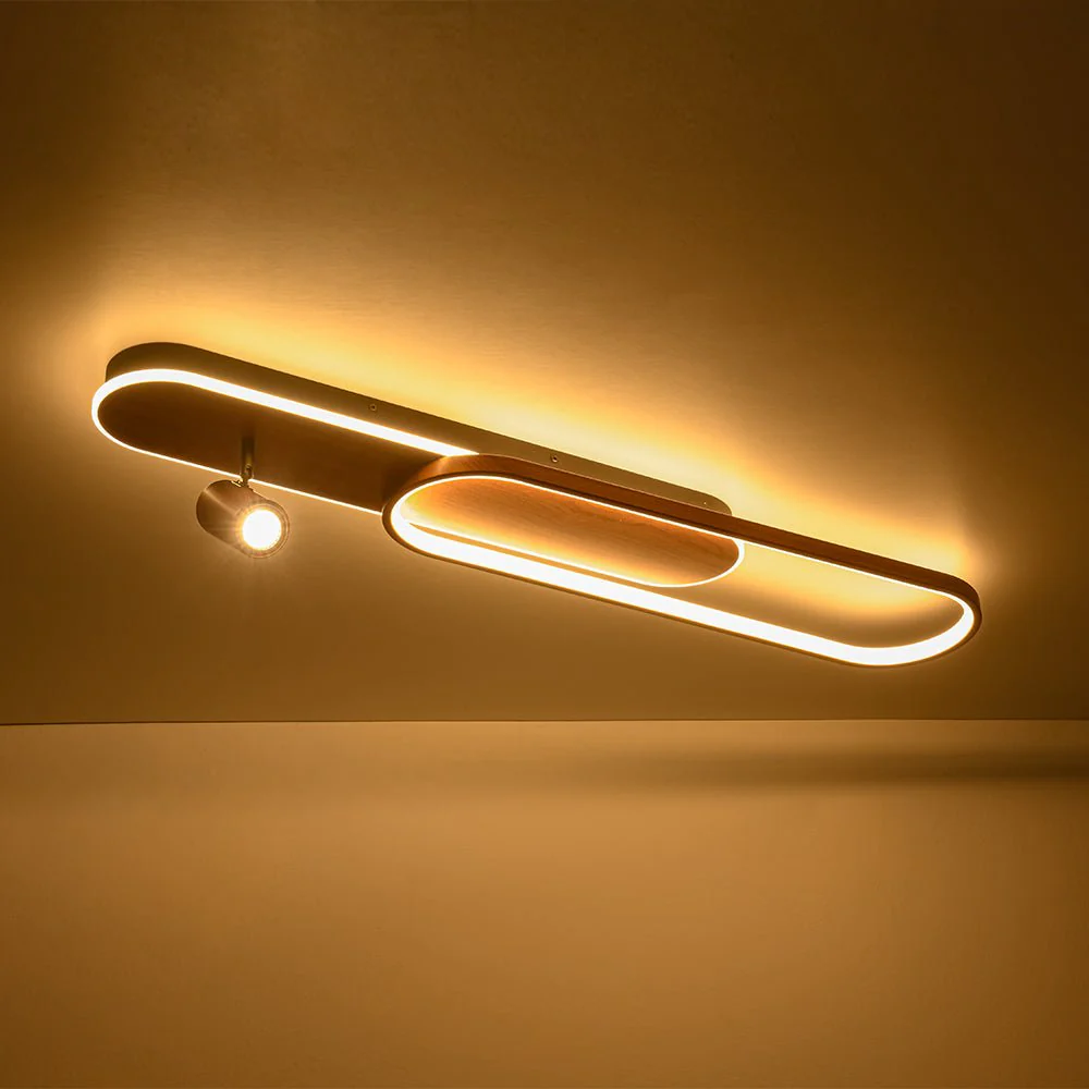 Dimmable LED Wood Linear Oval Semi Flush Adjustable Spotlight - Image 22