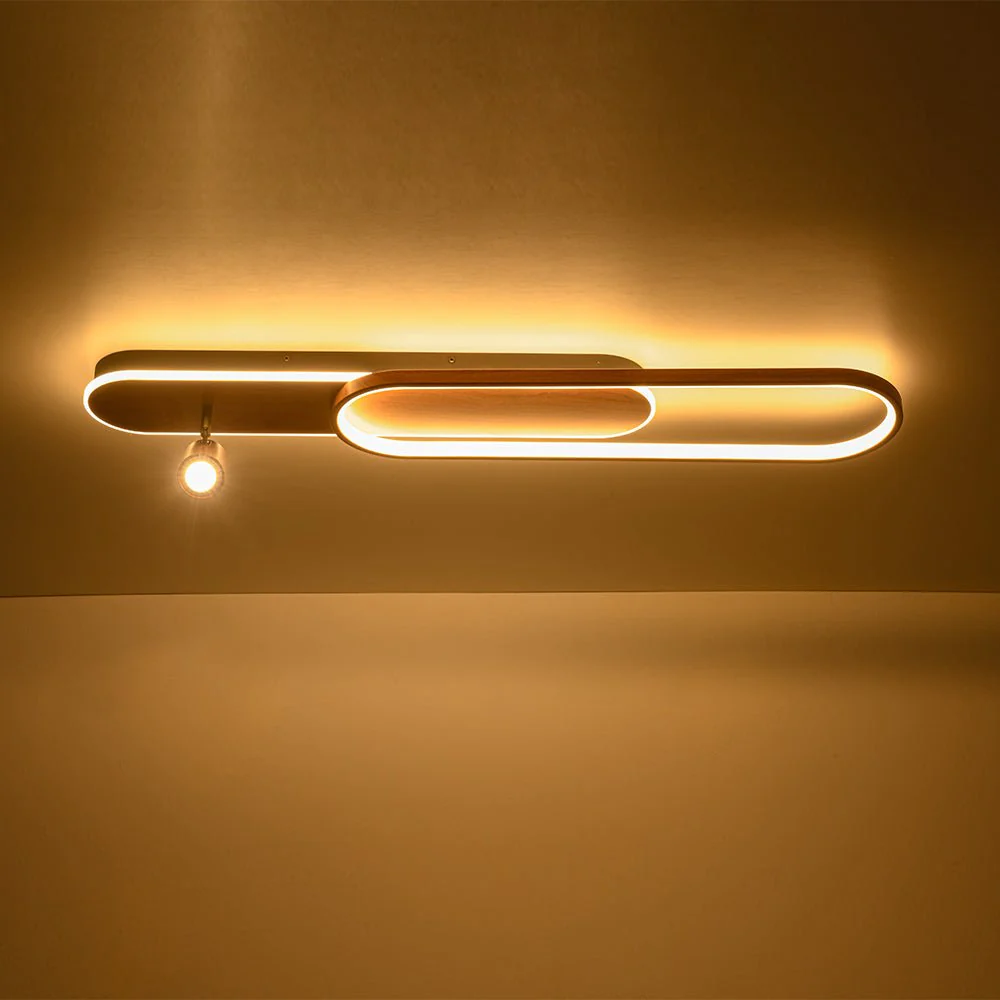 Dimmable LED Wood Linear Oval Semi Flush Adjustable Spotlight - Image 23