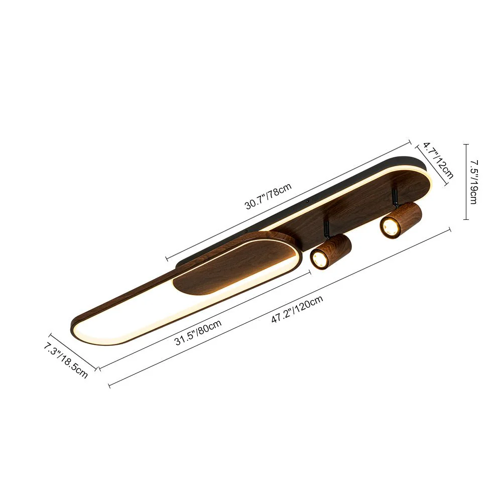 Dimmable LED Wood Linear Oval Semi Flush Adjustable Spotlight - Image 5