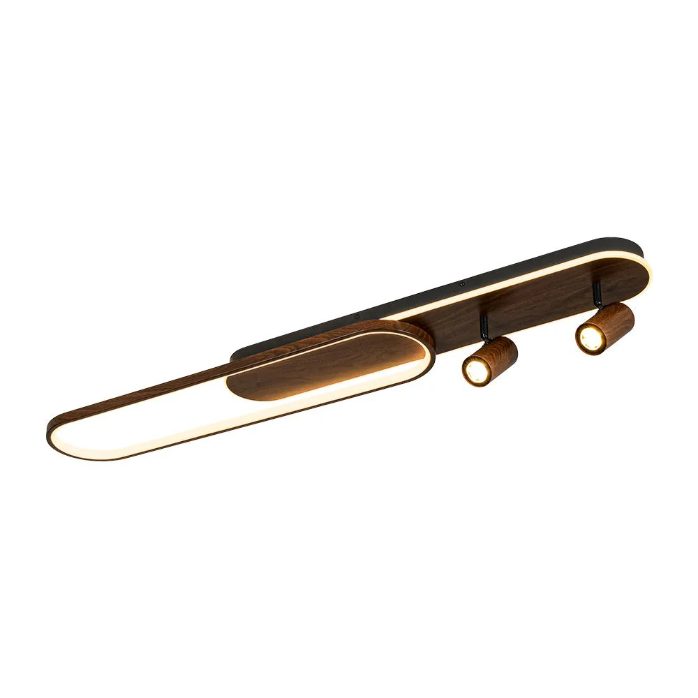 Dimmable LED Wood Linear Oval Semi Flush Adjustable Spotlight - Image 6
