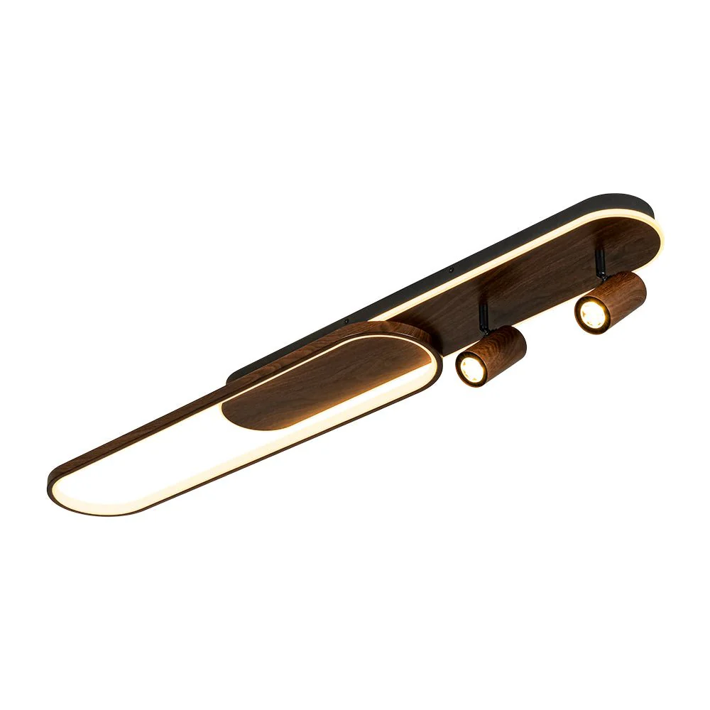 Dimmable LED Wood Linear Oval Semi Flush Adjustable Spotlight - Image 9