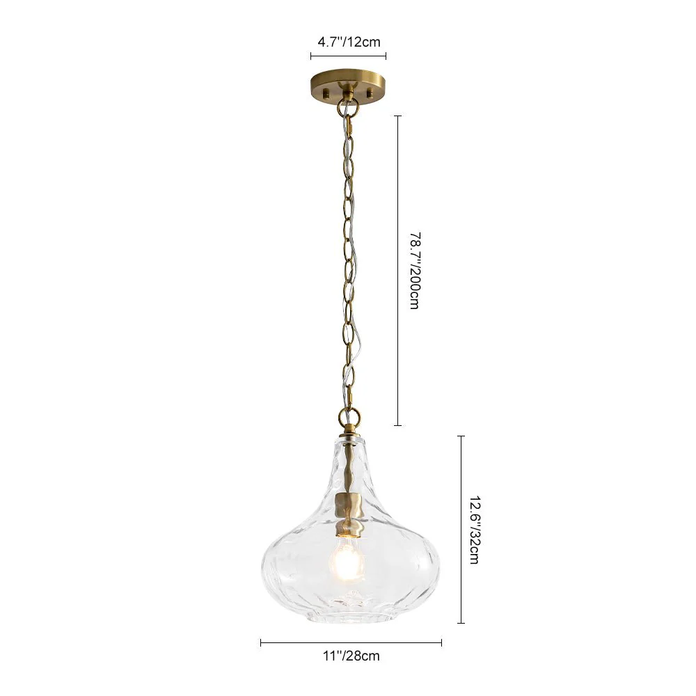 Farmhouse 1-Light Hammered Glass Bell Kitchen Pendant Light - Image 11