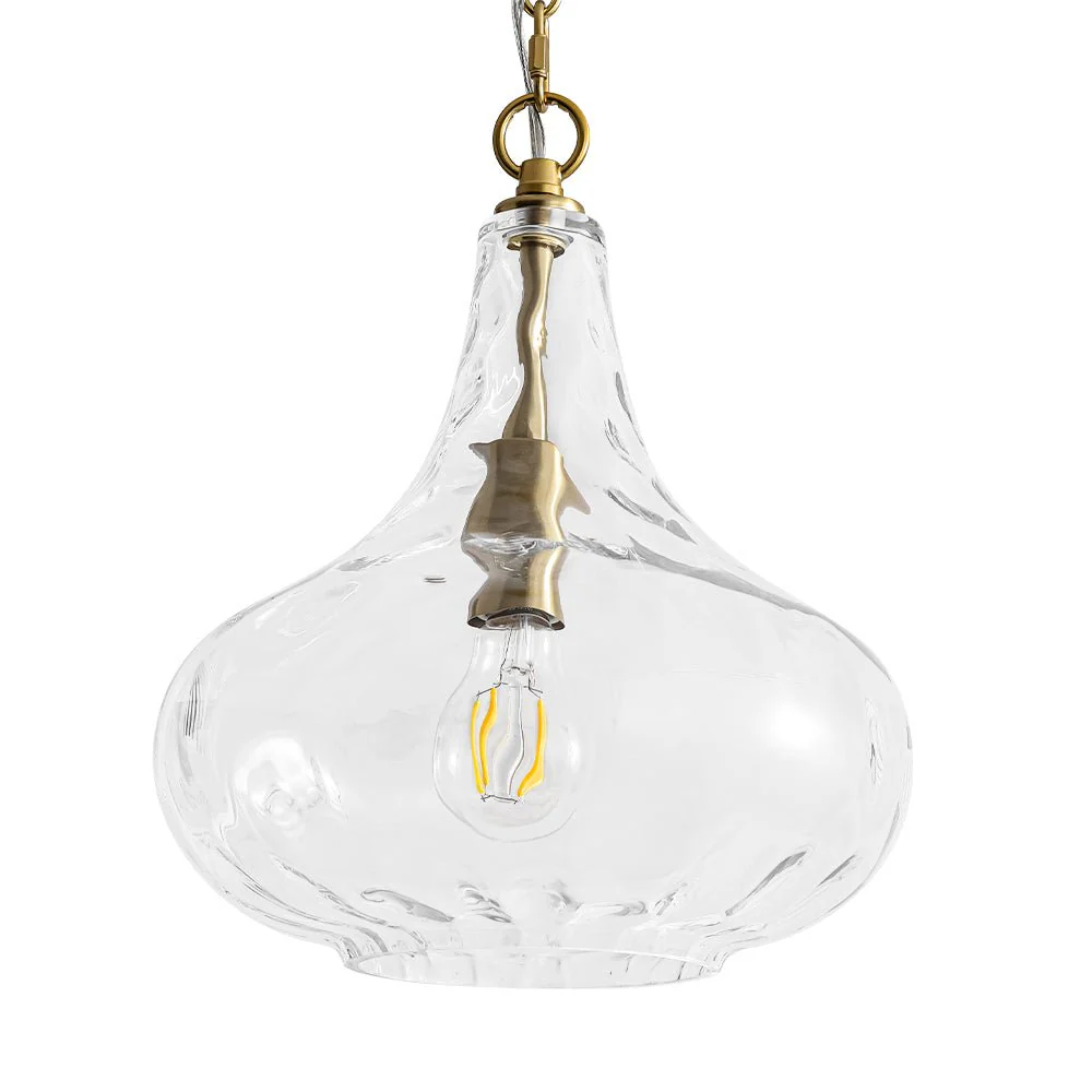 Farmhouse 1-Light Hammered Glass Bell Kitchen Pendant Light - Image 12