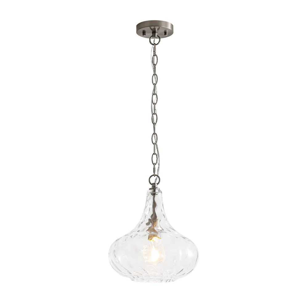 Farmhouse 1-Light Hammered Glass Bell Kitchen Pendant Light - Image 16