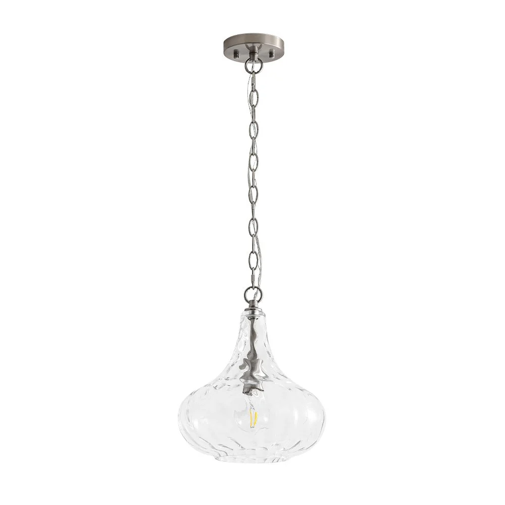Farmhouse 1-Light Hammered Glass Bell Kitchen Pendant Light - Image 17