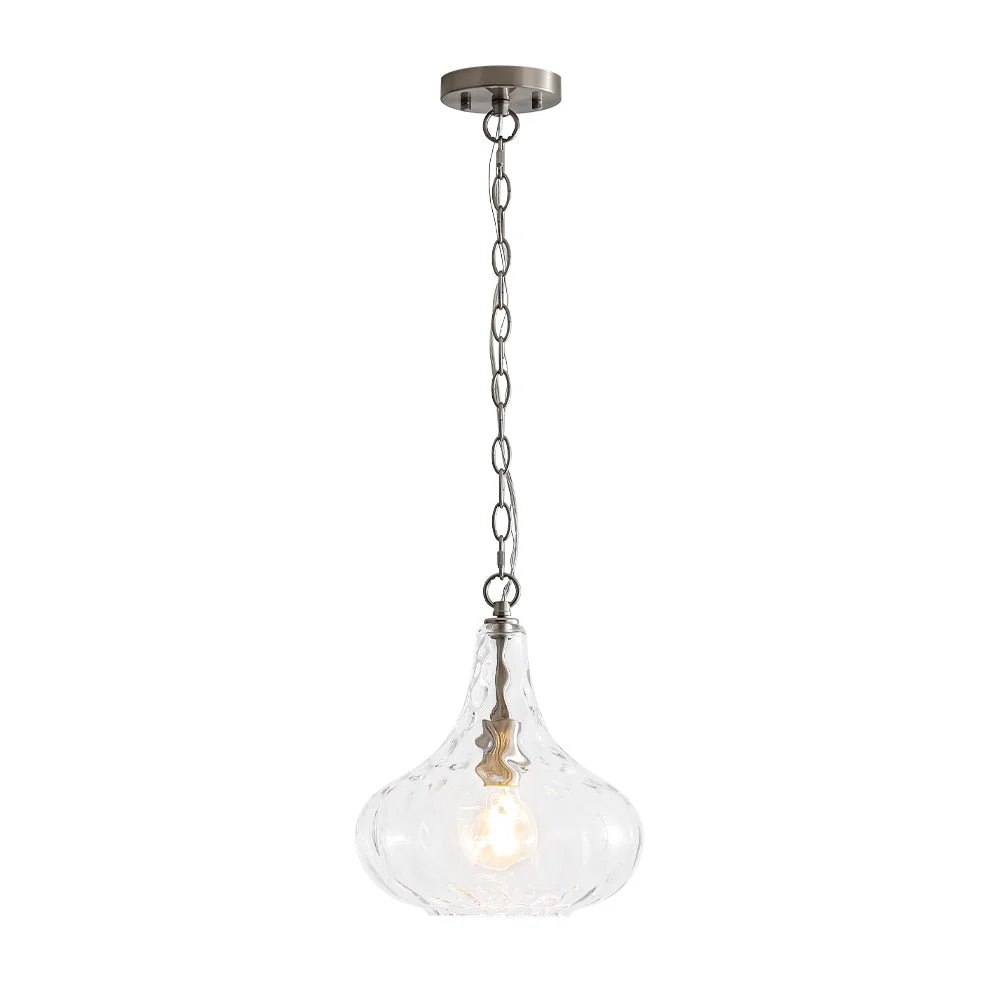 Farmhouse 1-Light Hammered Glass Bell Kitchen Pendant Light - Image 18