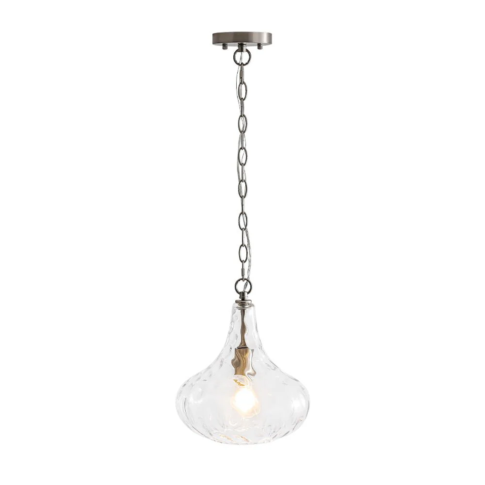 Farmhouse 1-Light Hammered Glass Bell Kitchen Pendant Light - Image 19
