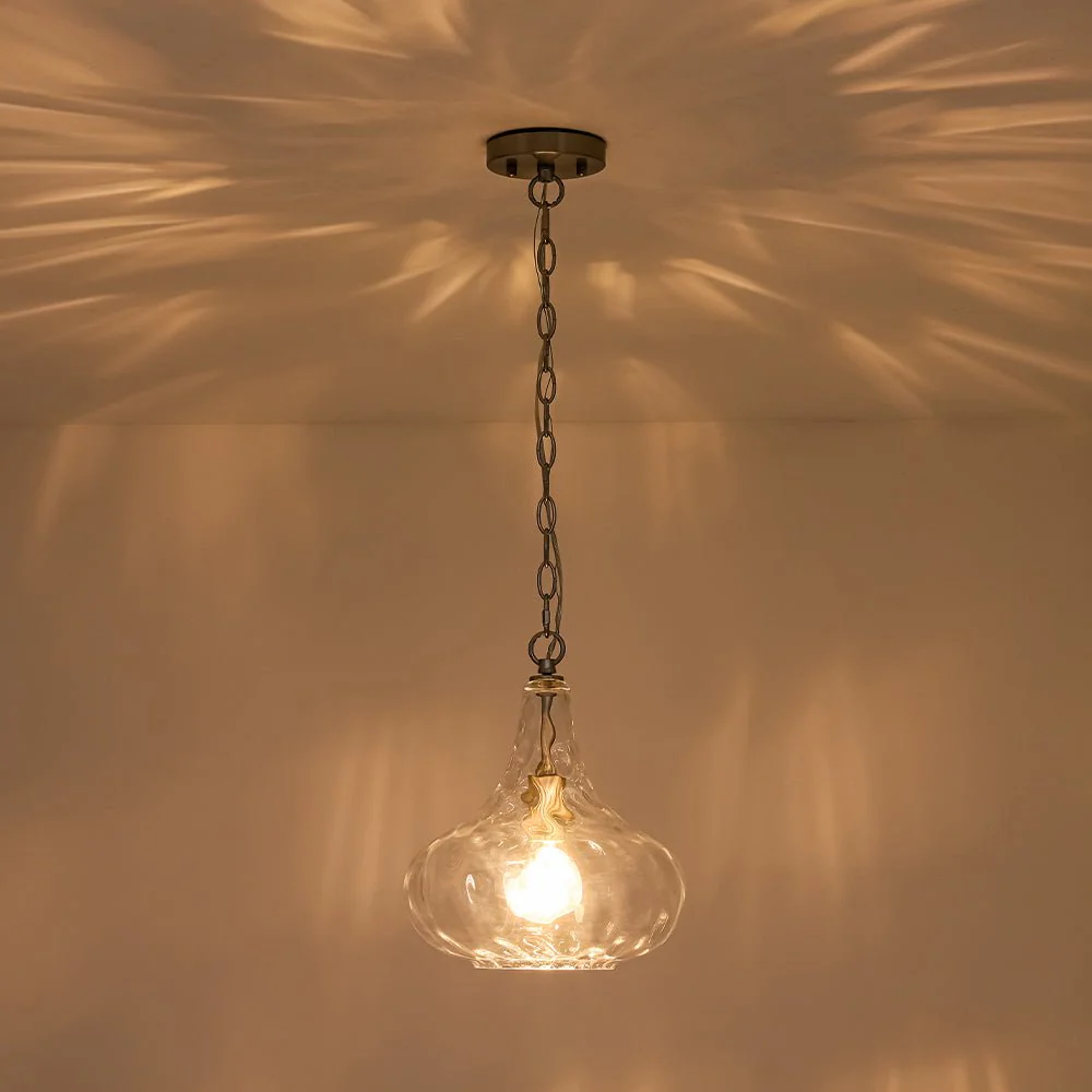 Farmhouse 1-Light Hammered Glass Bell Kitchen Pendant Light - Image 20