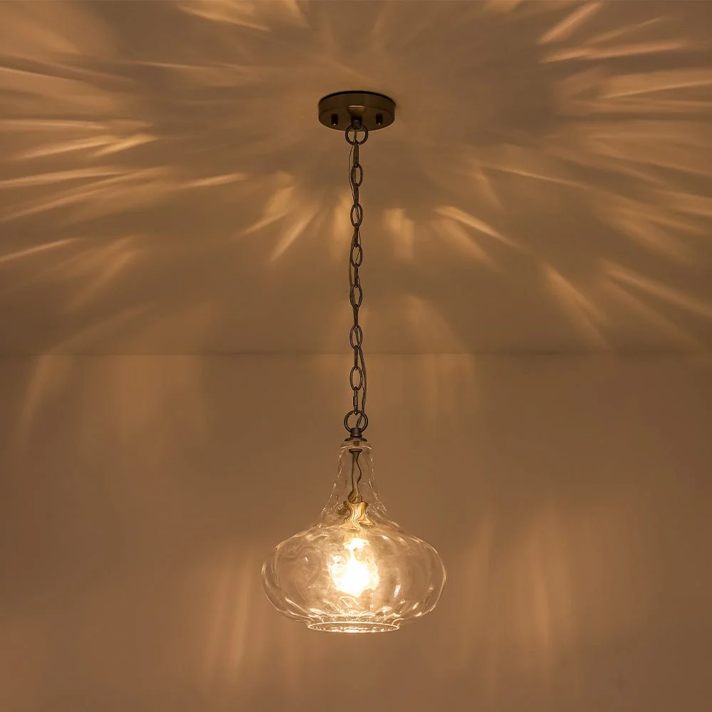 Farmhouse 1-Light Hammered Glass Bell Kitchen Pendant Light - Image 21