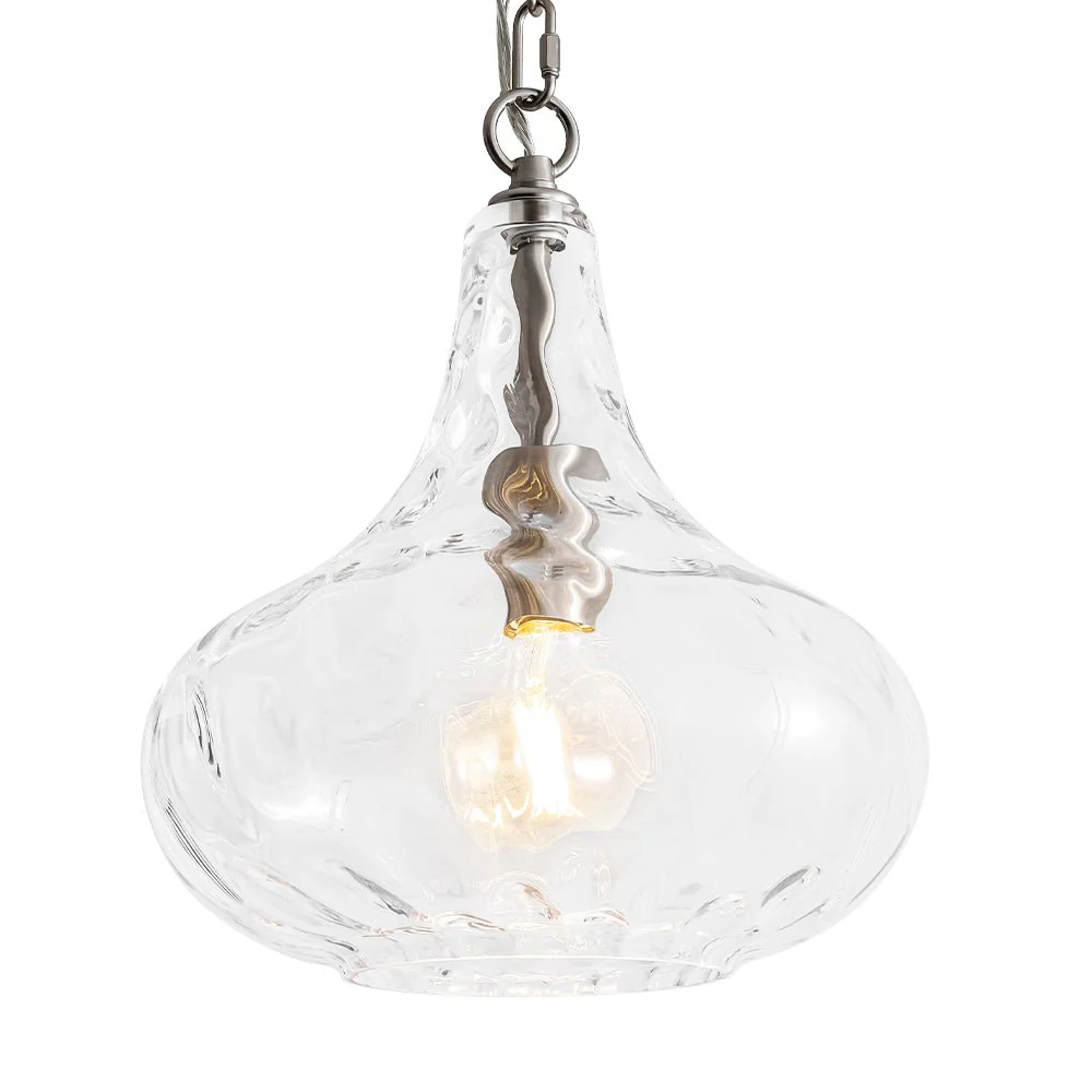Farmhouse 1-Light Hammered Glass Bell Kitchen Pendant Light - Image 22