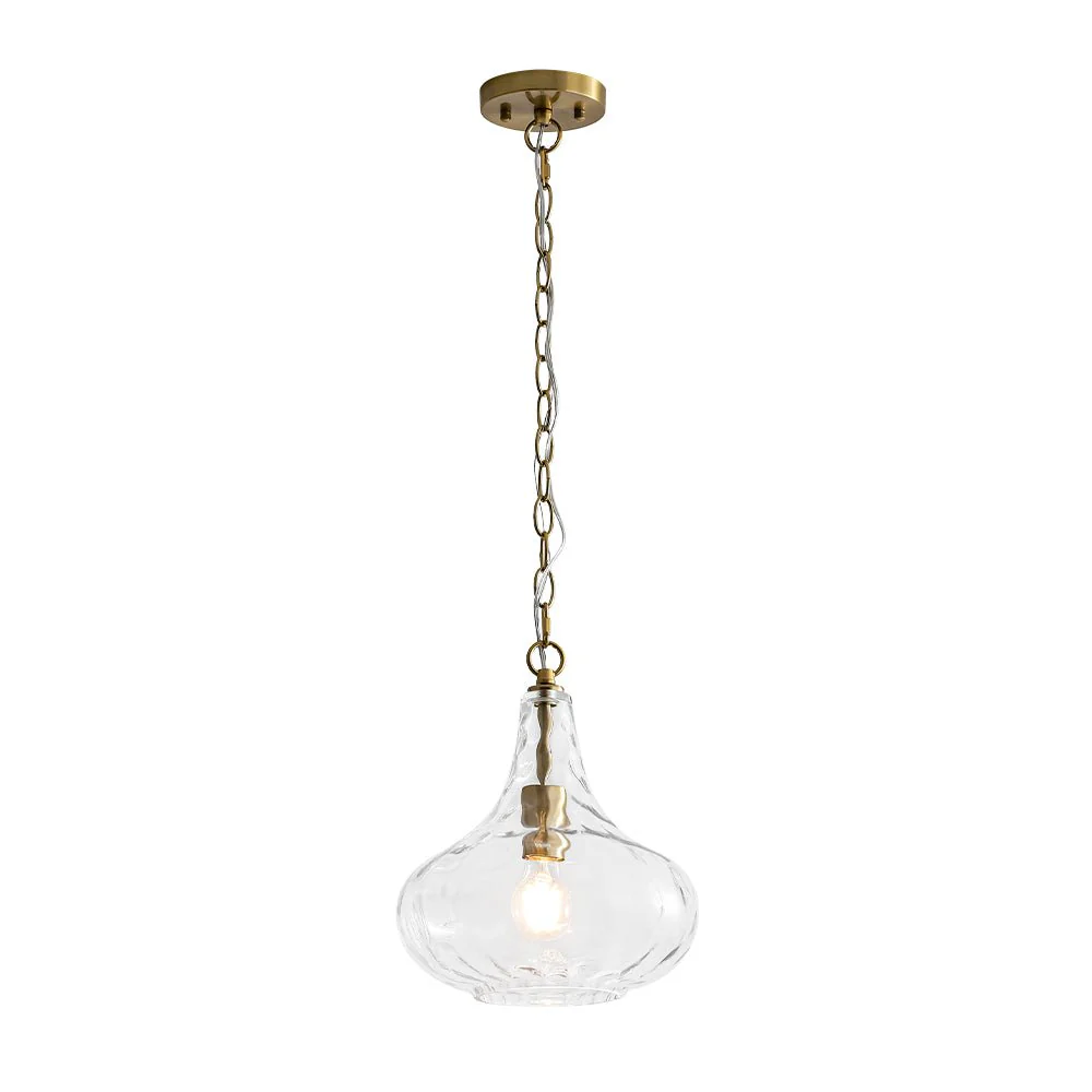Farmhouse 1-Light Hammered Glass Bell Kitchen Pendant Light - Image 5