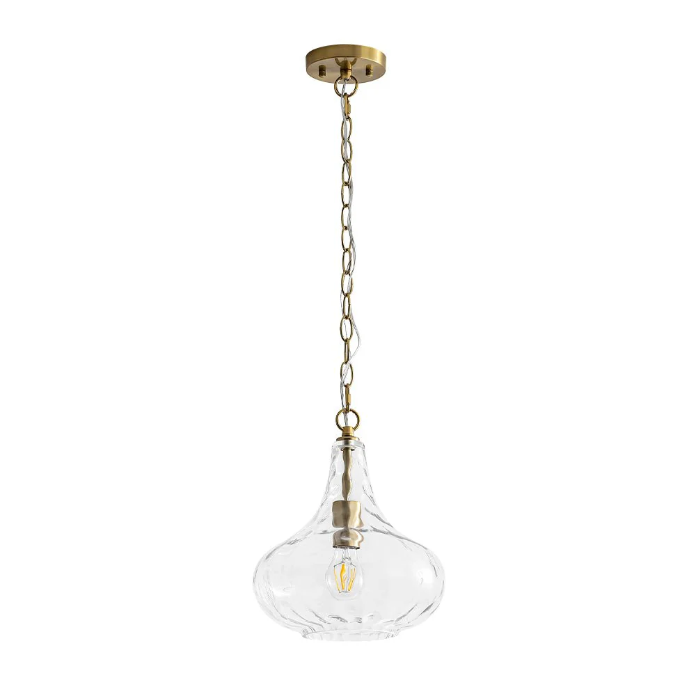 Farmhouse 1-Light Hammered Glass Bell Kitchen Pendant Light - Image 6