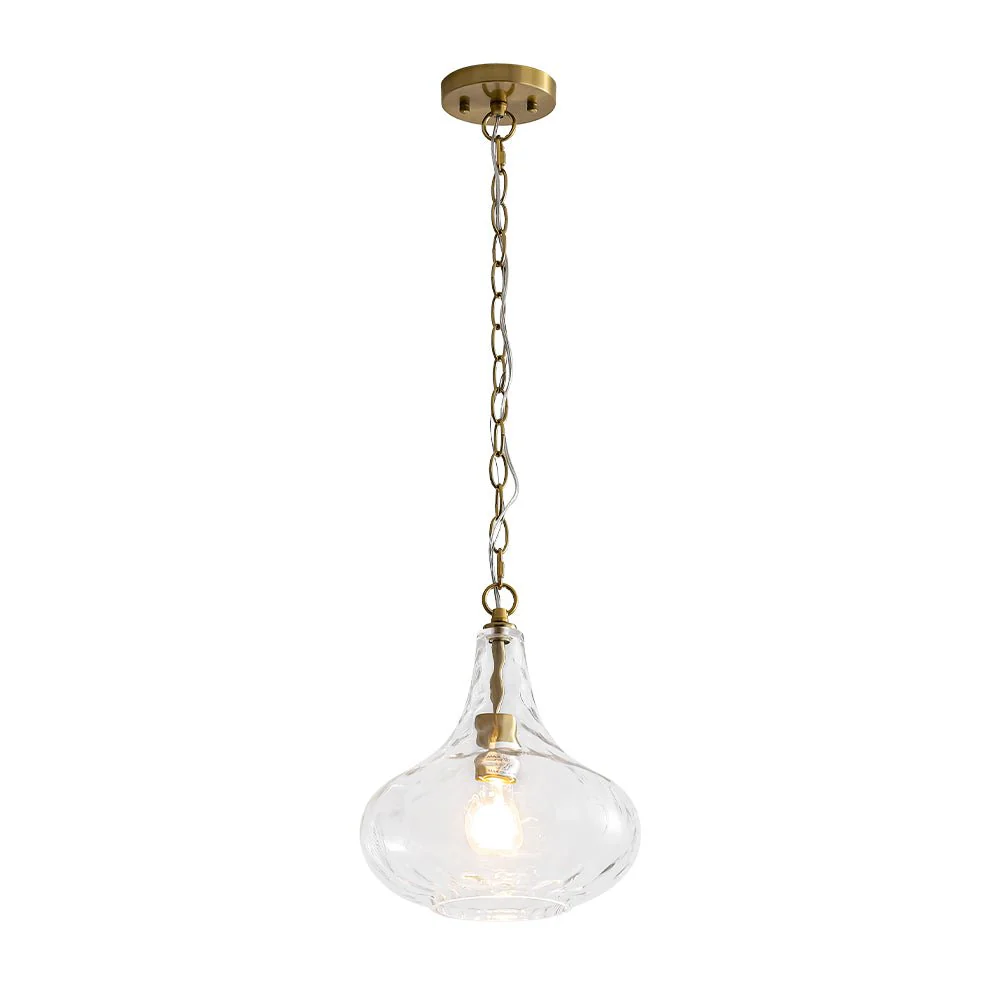 Farmhouse 1-Light Hammered Glass Bell Kitchen Pendant Light - Image 7