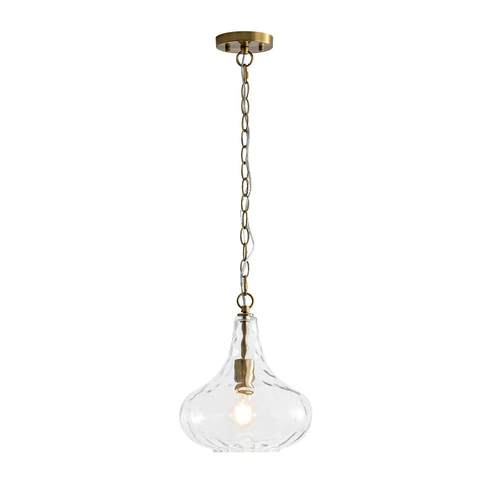 Farmhouse 1-Light Hammered Glass Bell Kitchen Pendant Light - Image 8