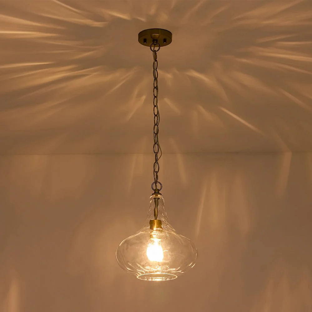 Farmhouse 1-Light Hammered Glass Bell Kitchen Pendant Light - Image 9