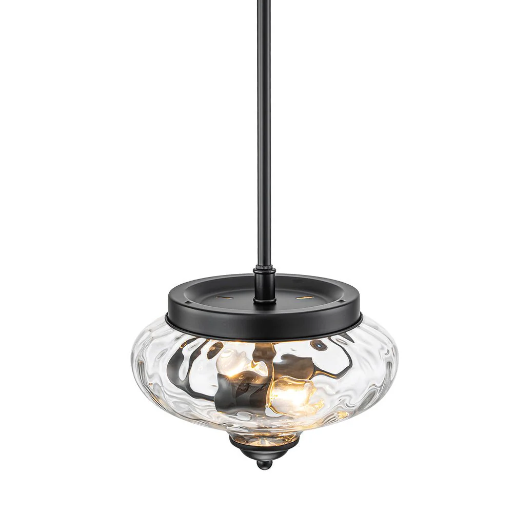 Farmhouse 2-light Round Hammered Glass Pendant Light - Image 10