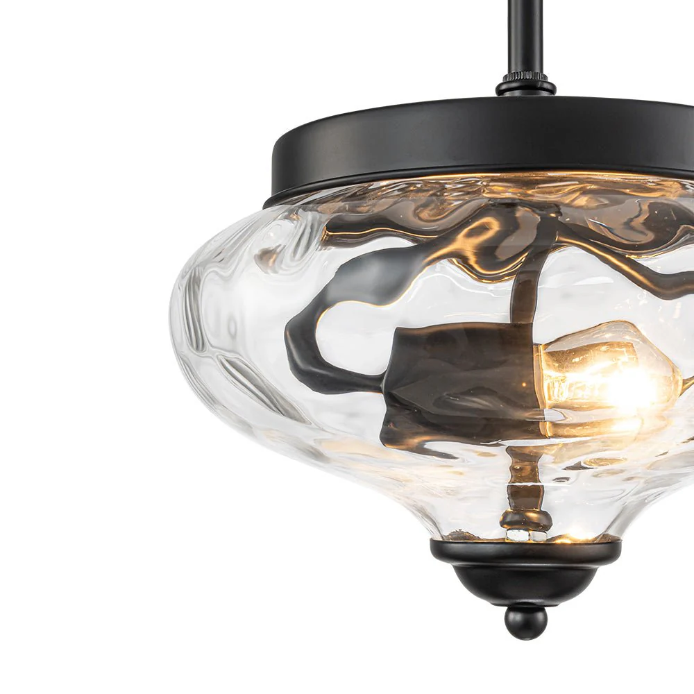 Farmhouse 2-light Round Hammered Glass Pendant Light - Image 12