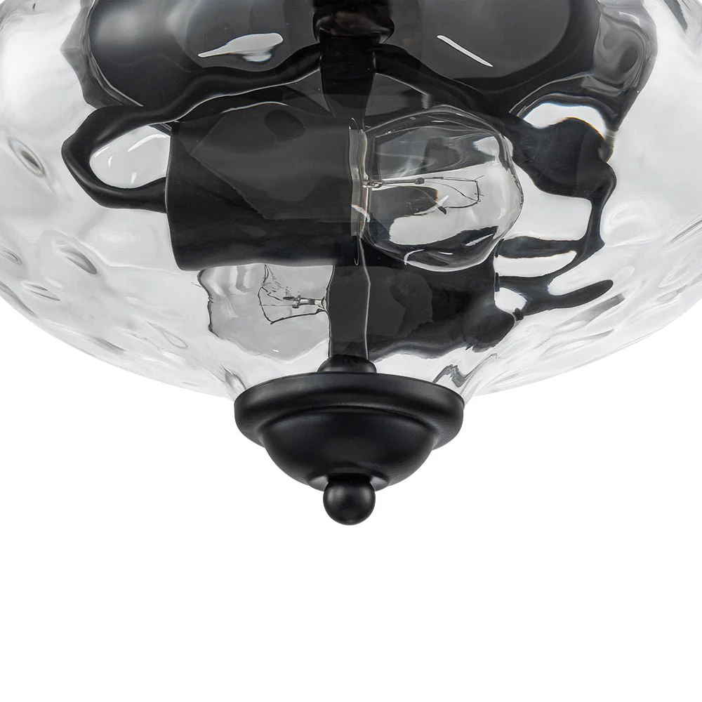 Farmhouse 2-light Round Hammered Glass Pendant Light - Image 14