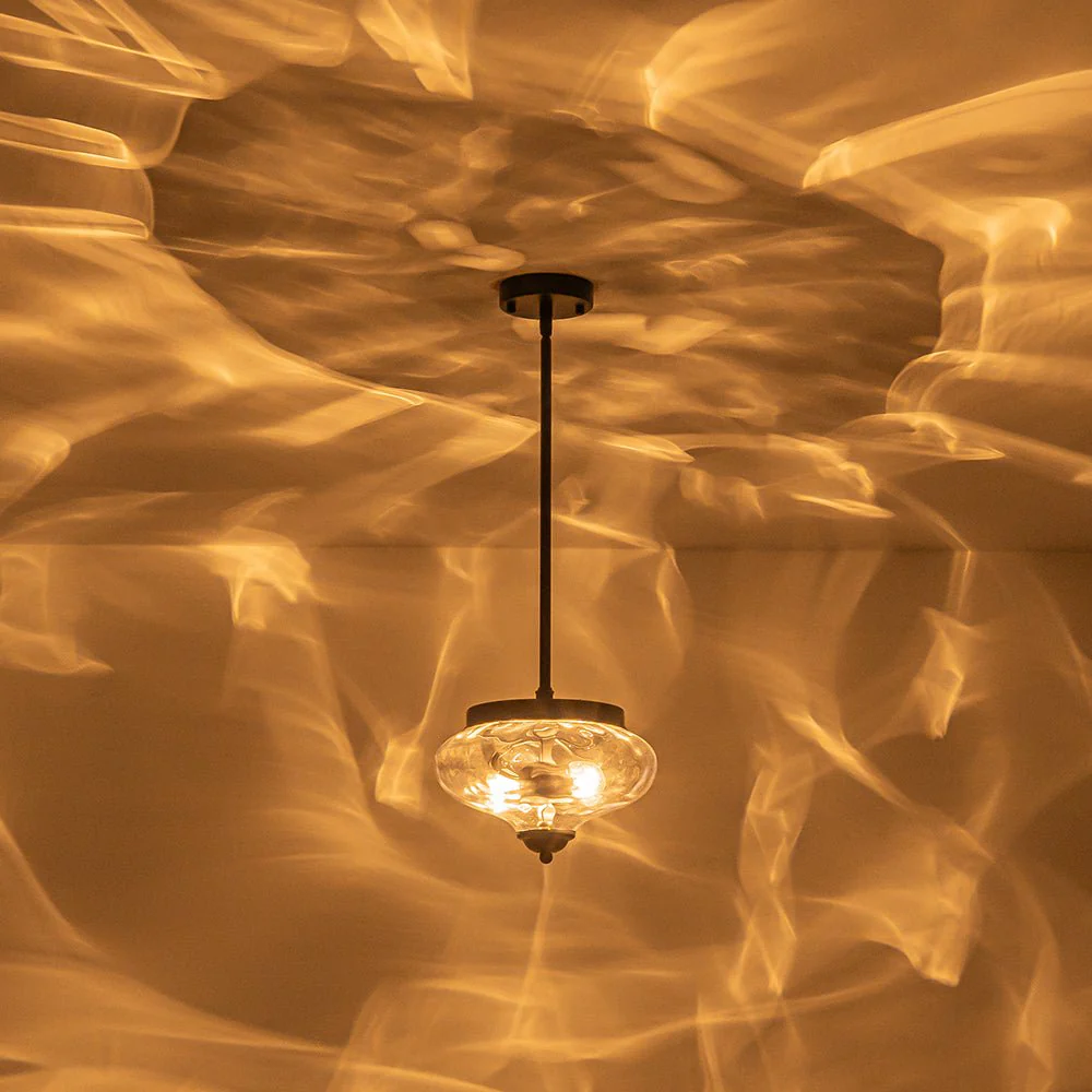 Farmhouse 2-light Round Hammered Glass Pendant Light - Image 3