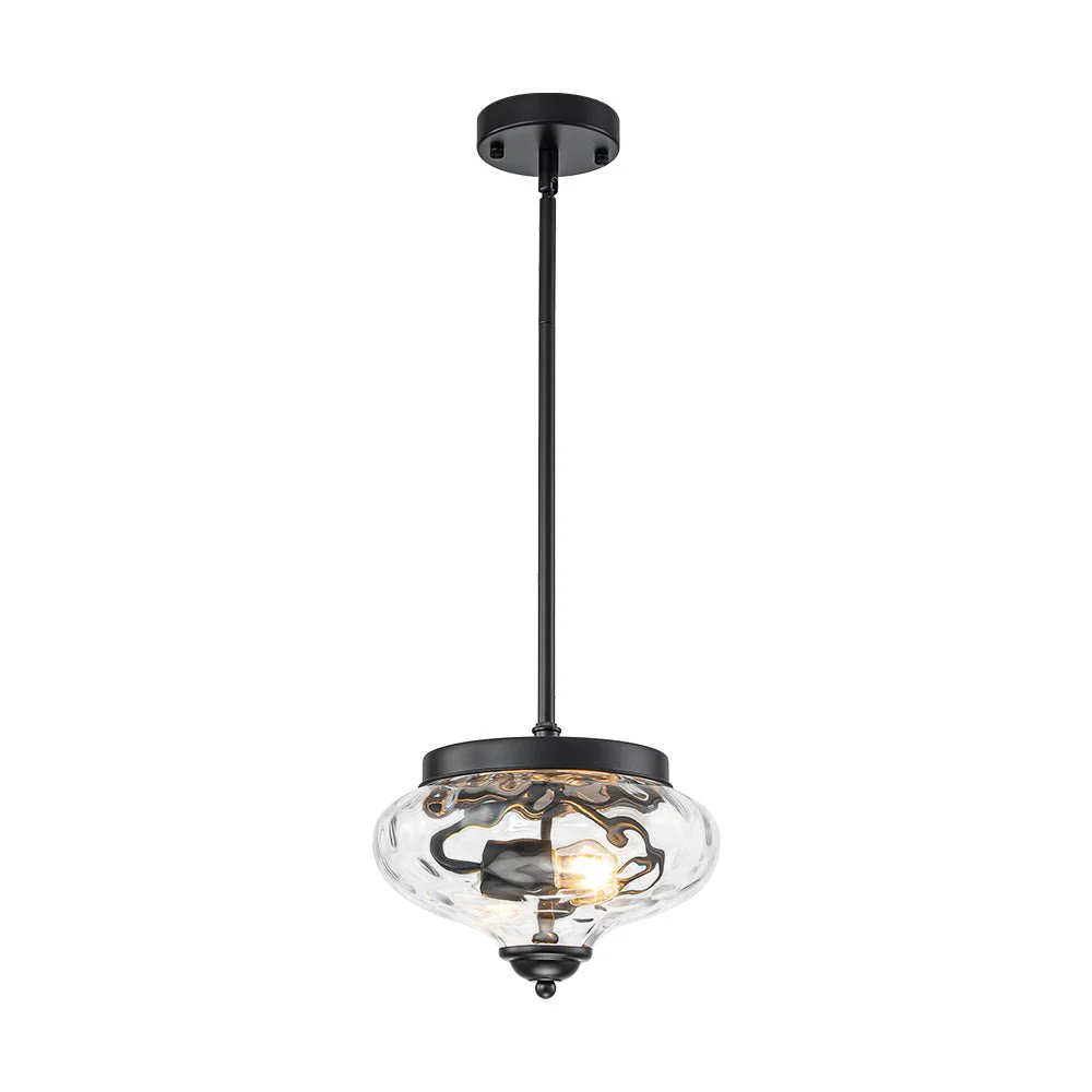 Farmhouse 2-light Round Hammered Glass Pendant Light - Image 5