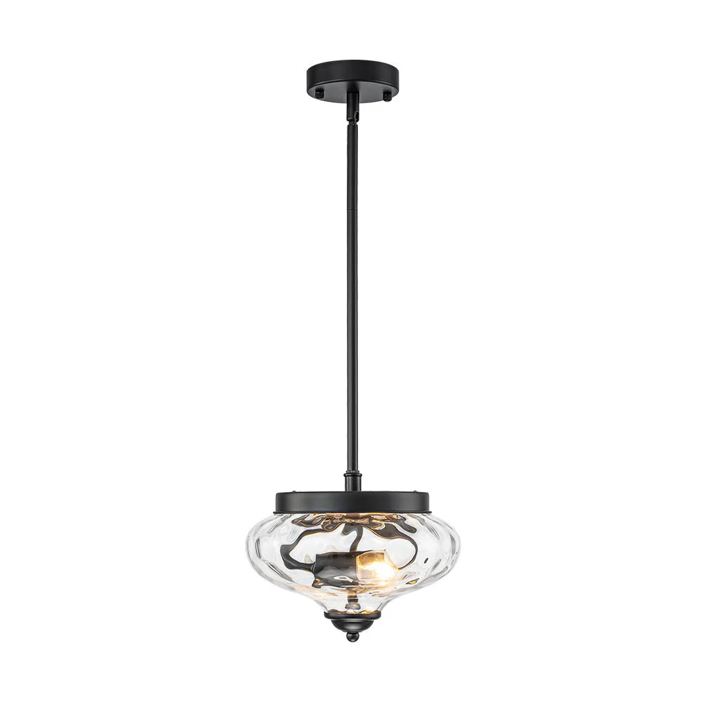 Farmhouse 2-light Round Hammered Glass Pendant Light - Image 6
