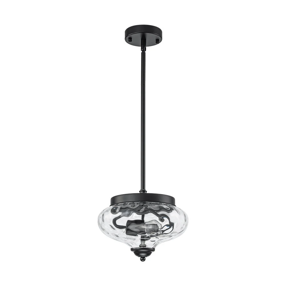 Farmhouse 2-light Round Hammered Glass Pendant Light - Image 8
