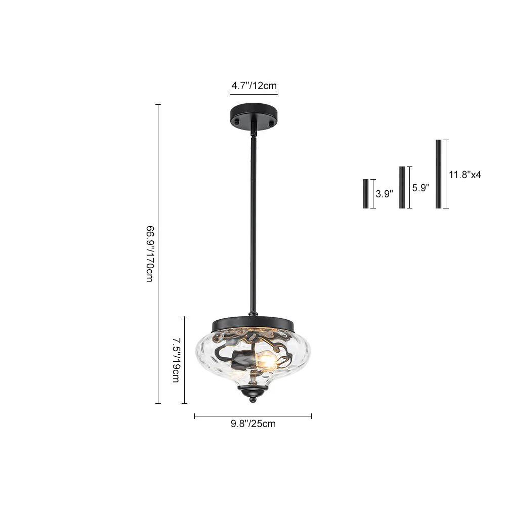 Farmhouse 2-light Round Hammered Glass Pendant Light - Image 9