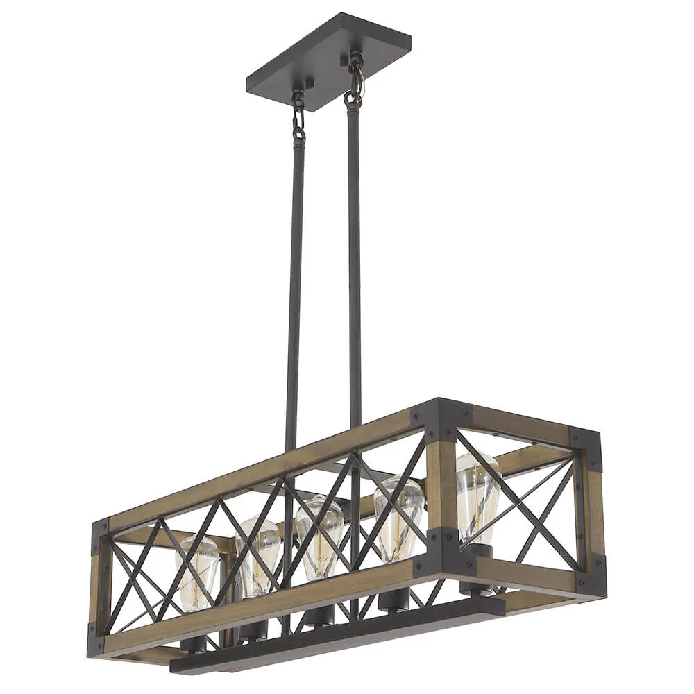 Farmhouse 5-Light Rectangle Wood Chandelier - Image 5