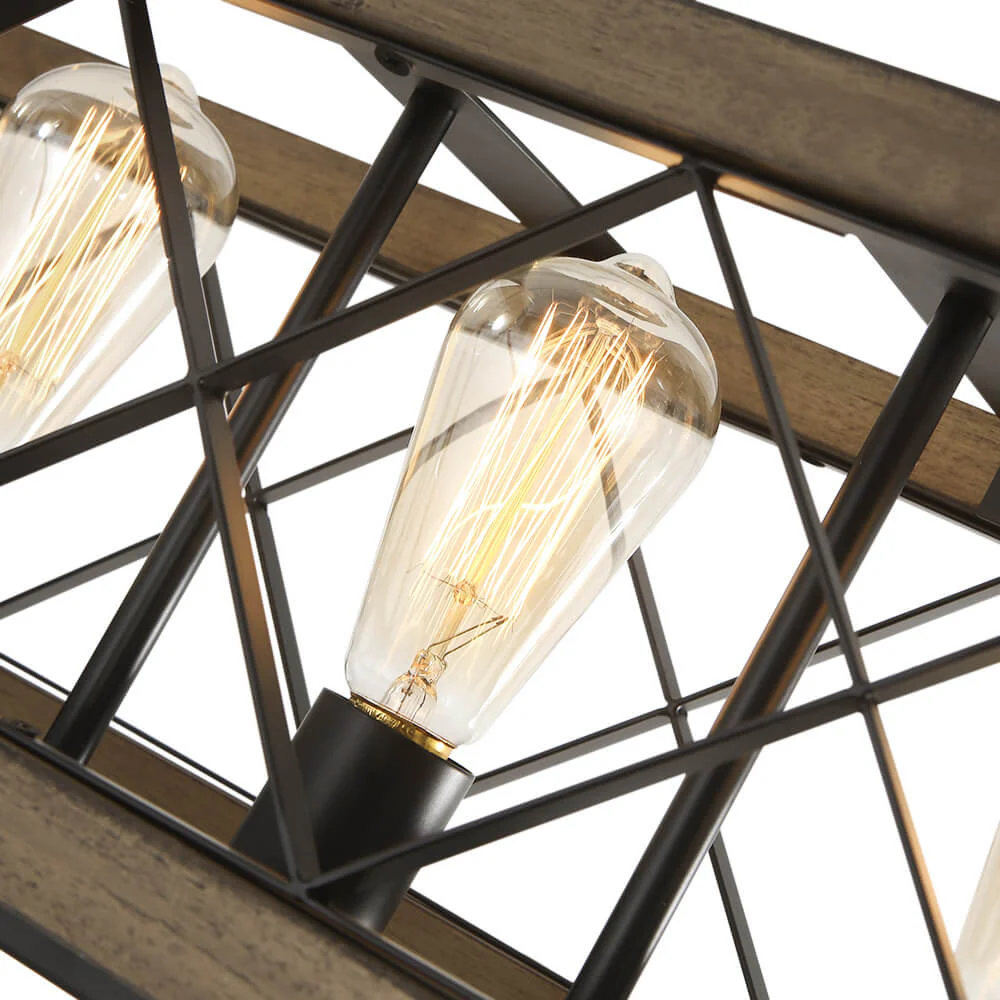 Farmhouse 5-Light Rectangle Wood Chandelier - Image 7