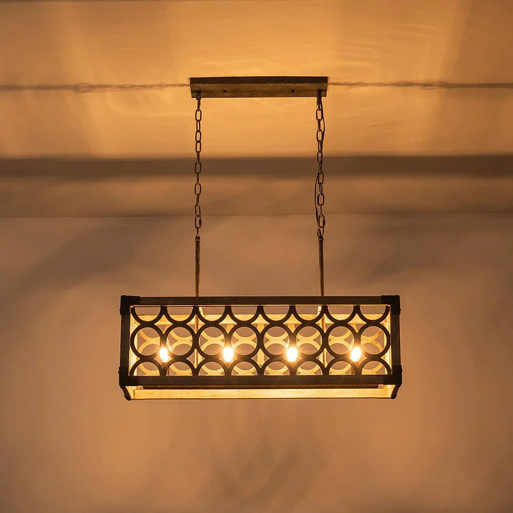 Farmhouse Antique Wooden Rectangle Box Linear Chandelier - Image 11