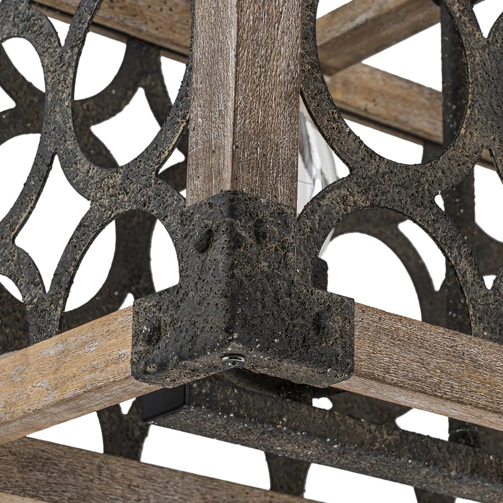 Farmhouse Antique Wooden Rectangle Box Linear Chandelier - Image 14