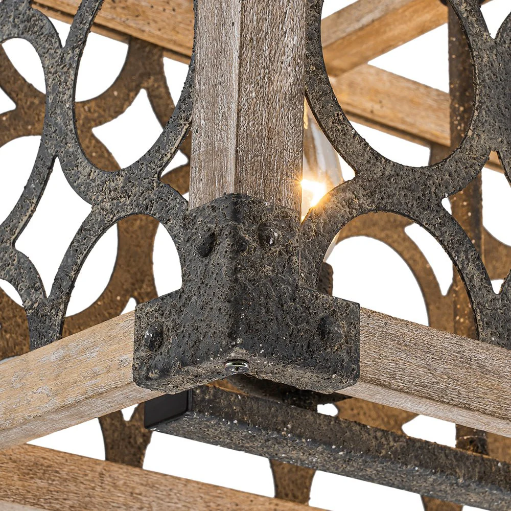Farmhouse Antique Wooden Rectangle Box Linear Chandelier - Image 15