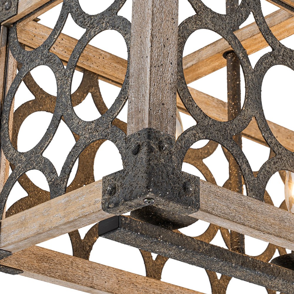 Farmhouse Antique Wooden Rectangle Box Linear Chandelier - Image 16