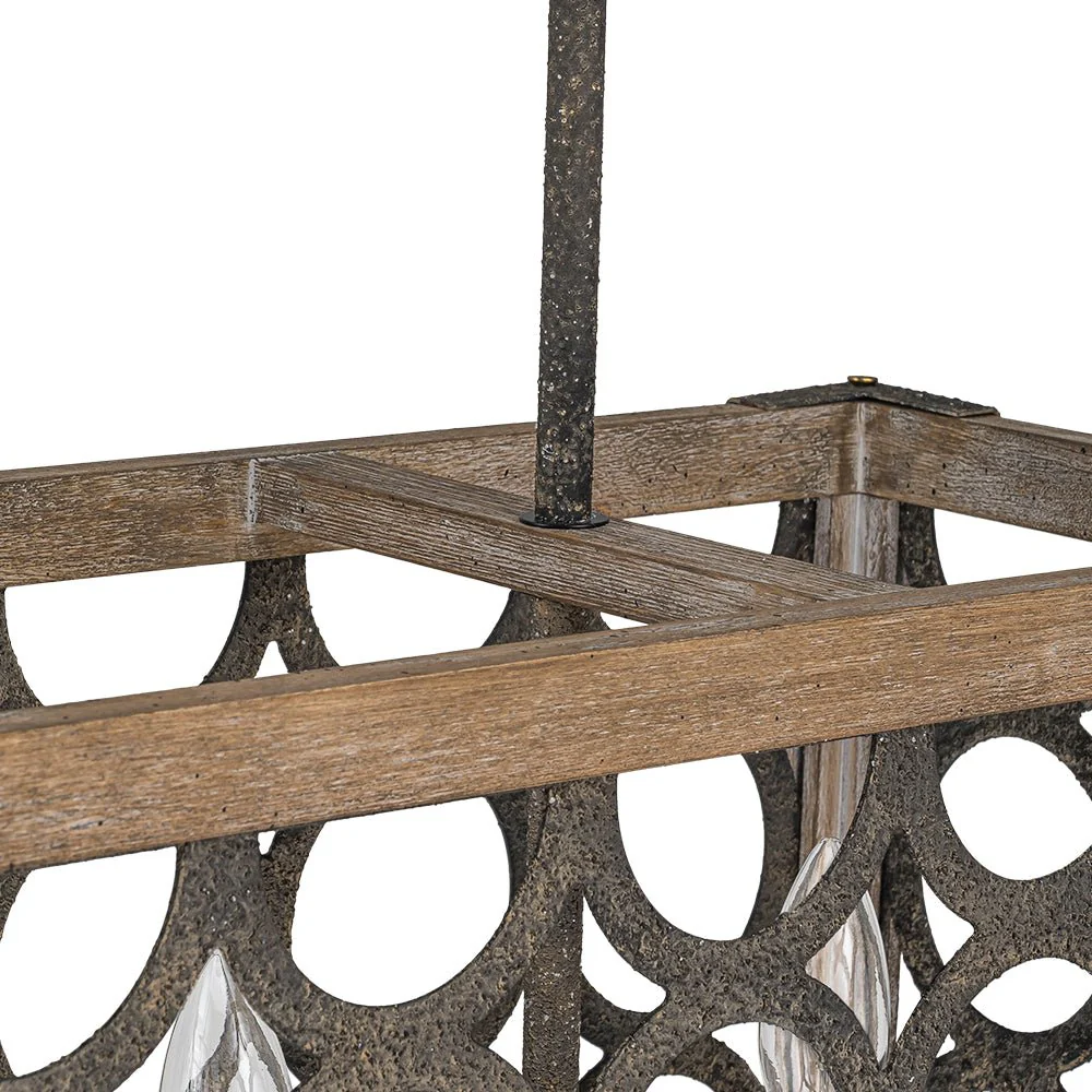 Farmhouse Antique Wooden Rectangle Box Linear Chandelier - Image 17